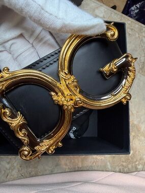 Dolce & Gabbana Black and Gold Baroque Belt